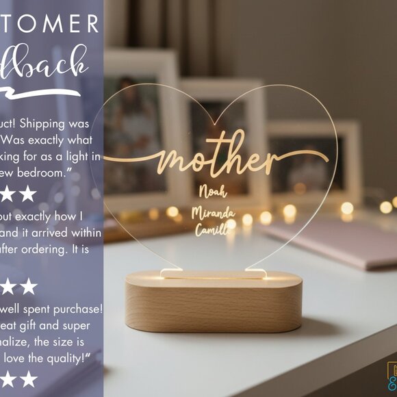 Mother’s Day Personalized Night Light | Custom Gift for Mom, Nana & Grandma - Picture 7 of 8